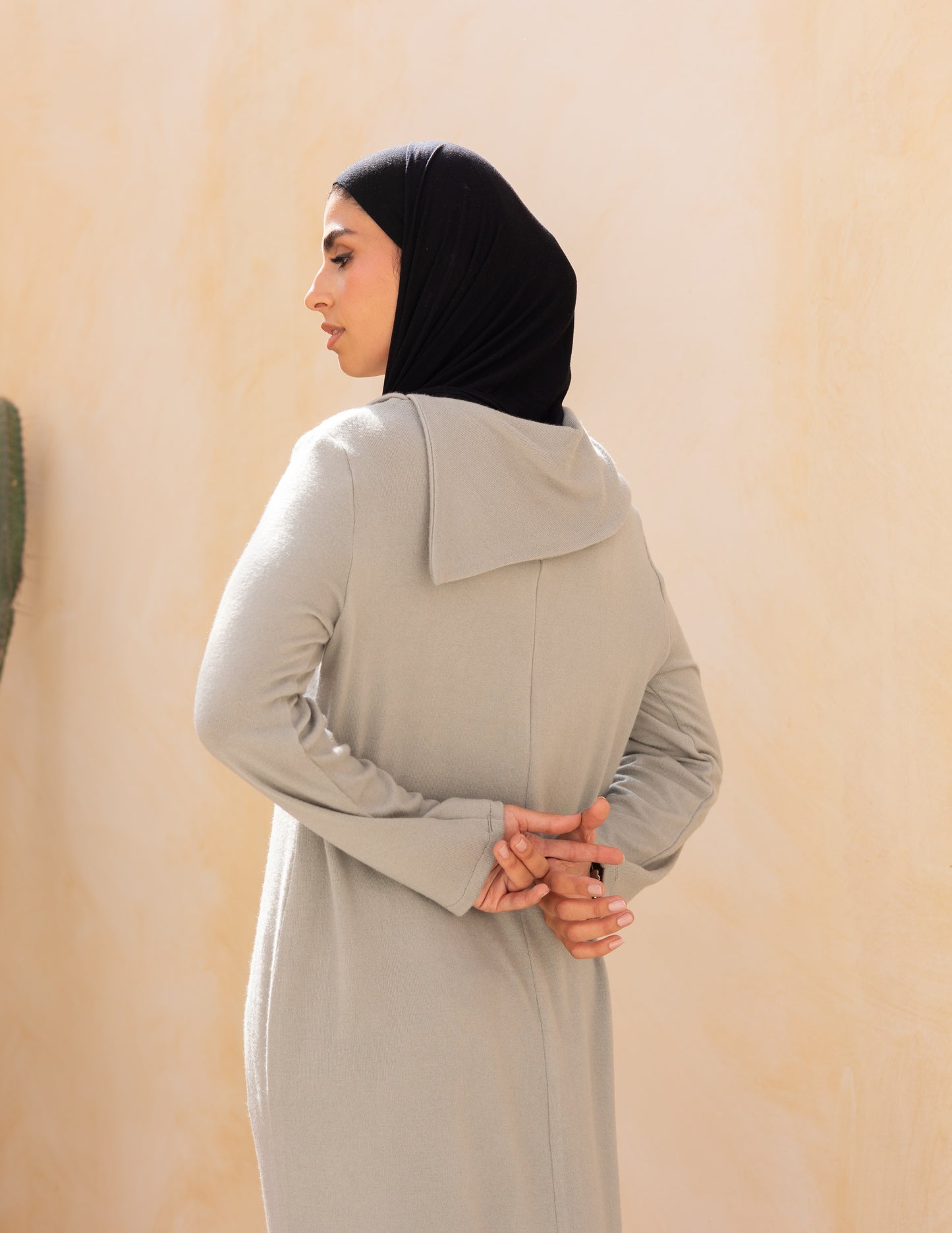 Knitted wide neck dress in mint green