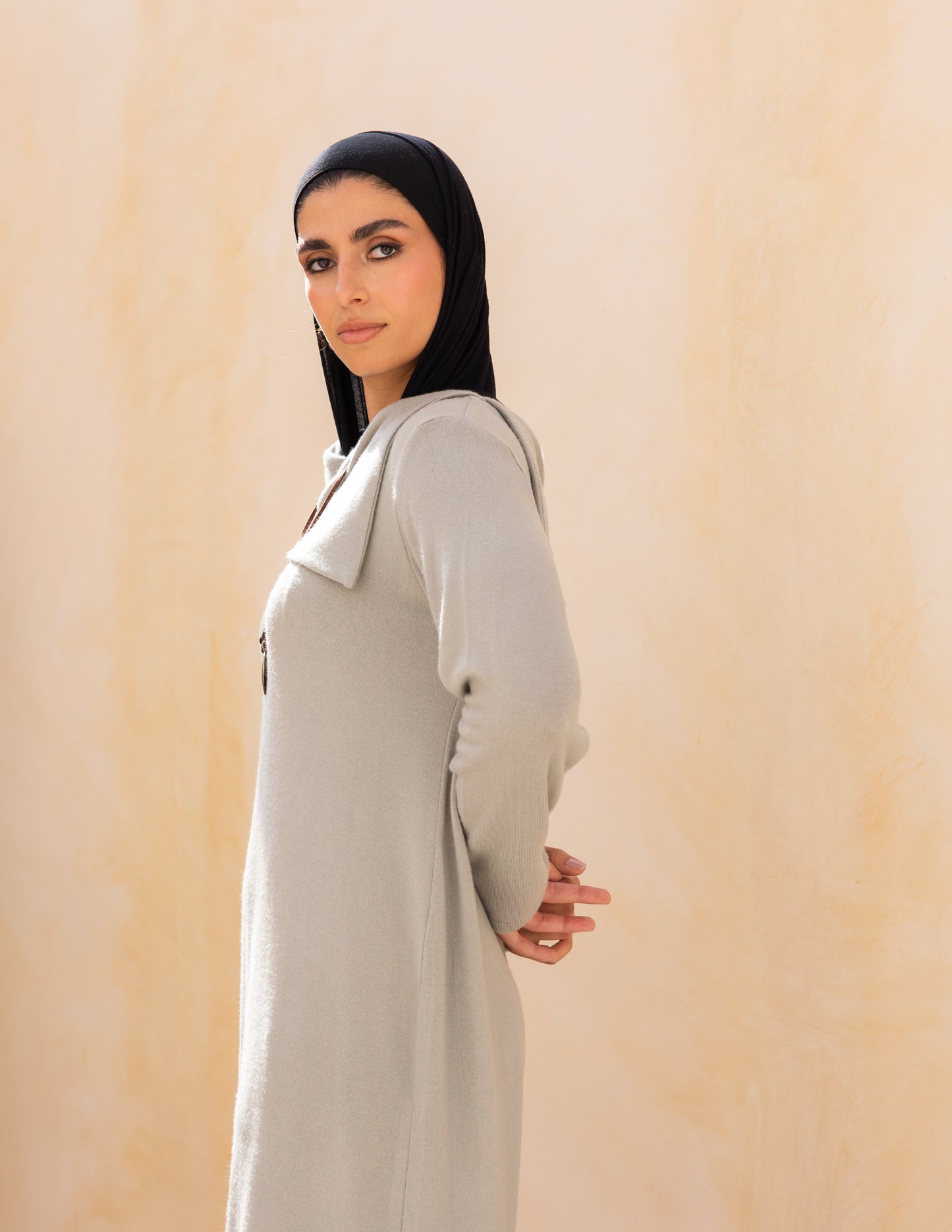 Knitted wide neck dress in mint green