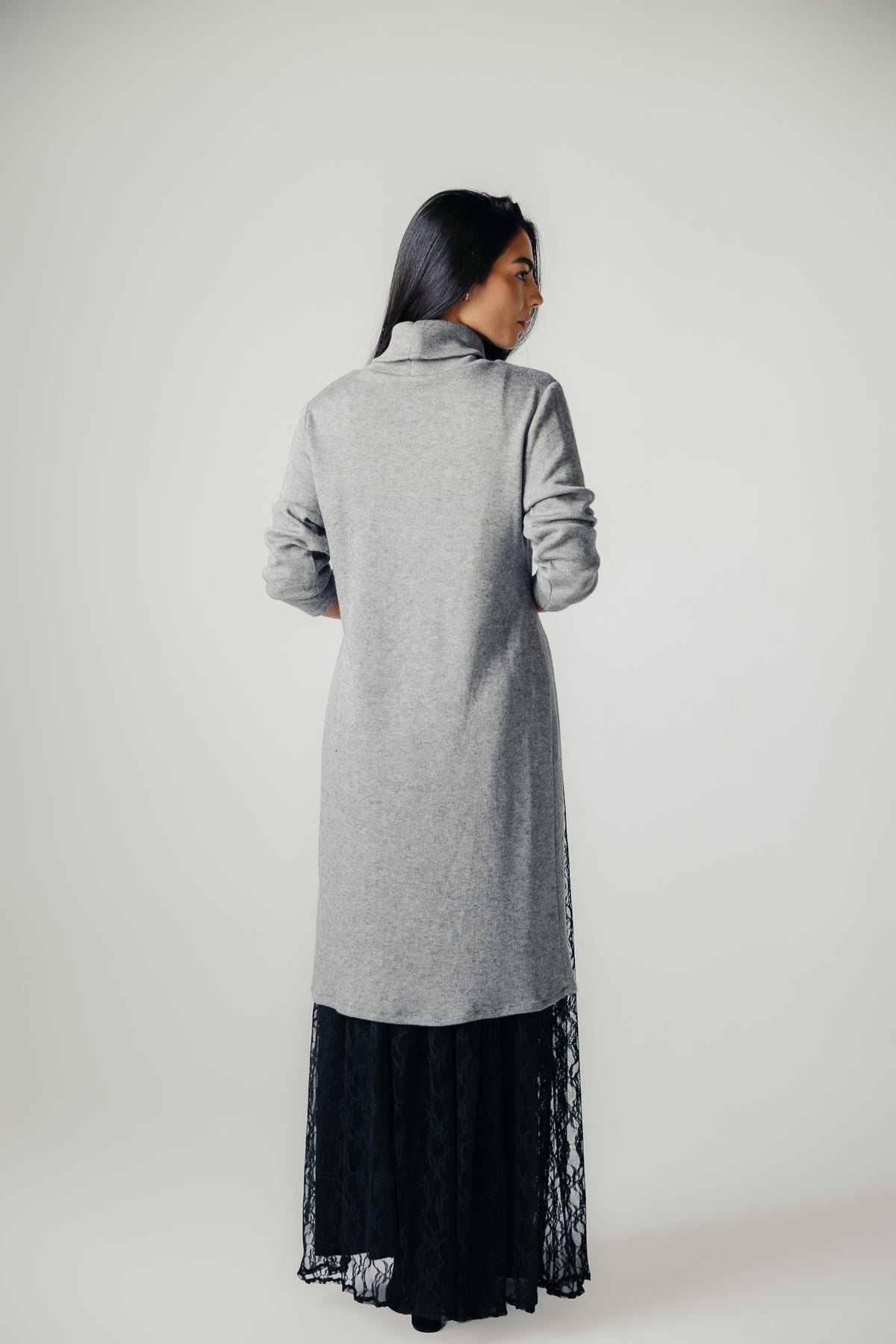 Aura Open-Hem Knit top in Gray