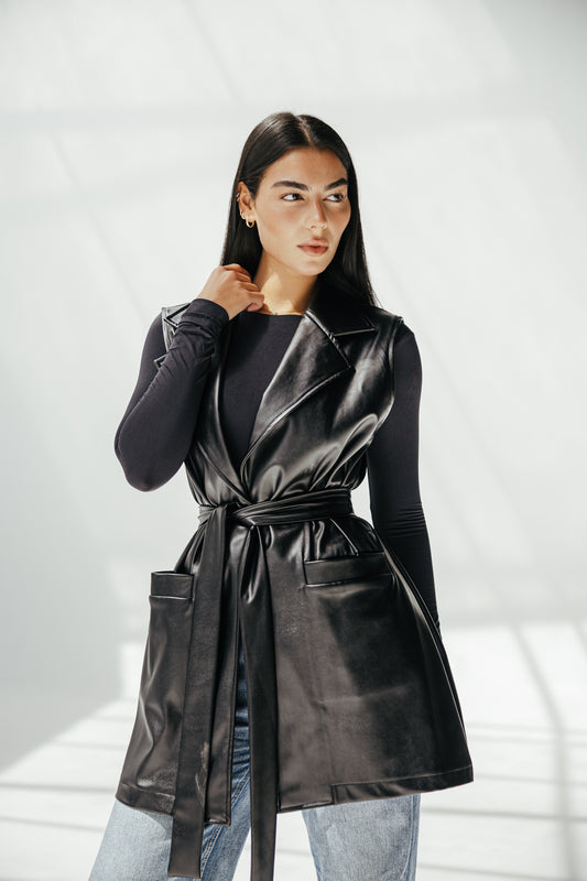 The Icon Leather Vest in black
