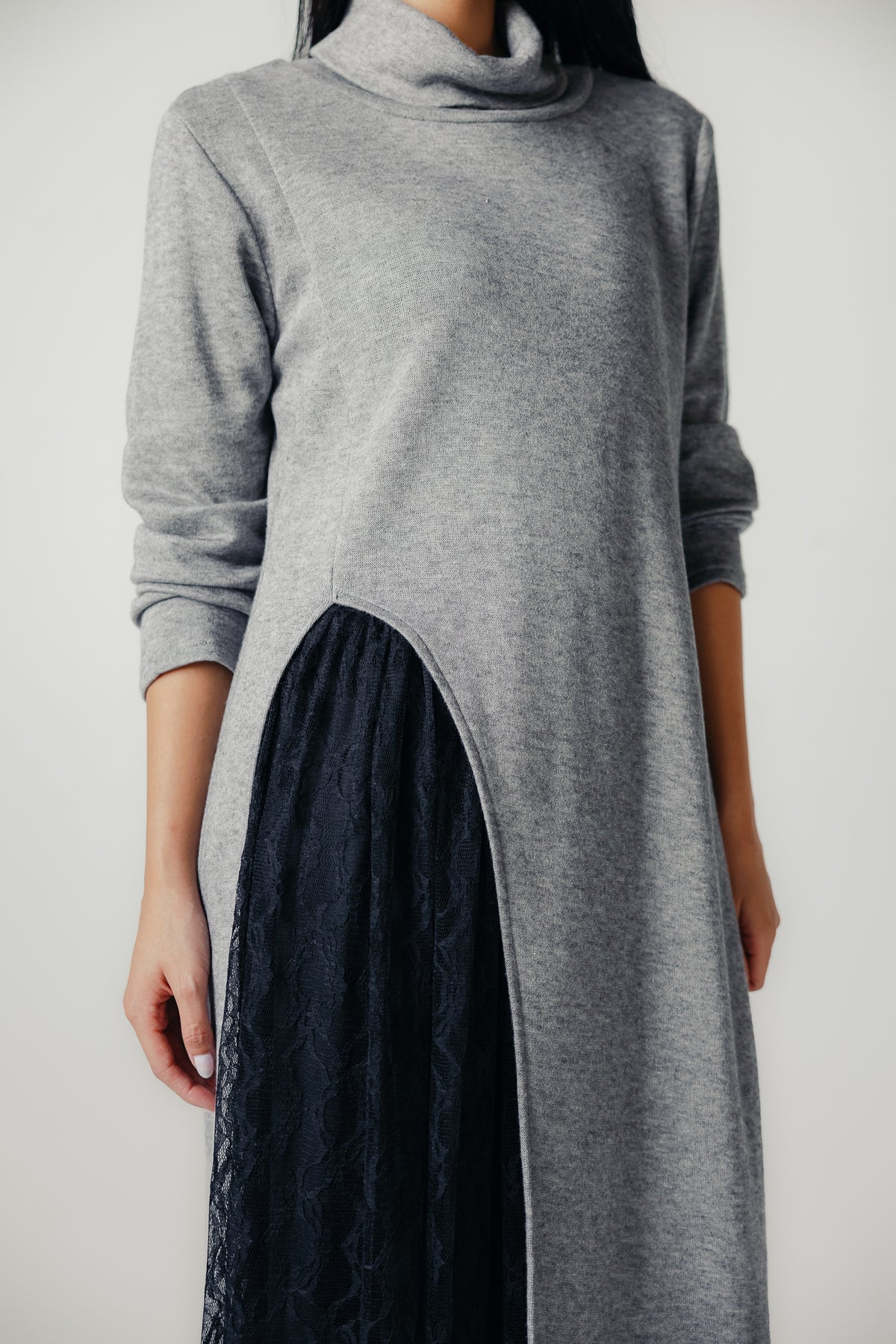 Aura Open-Hem Knit top in Gray