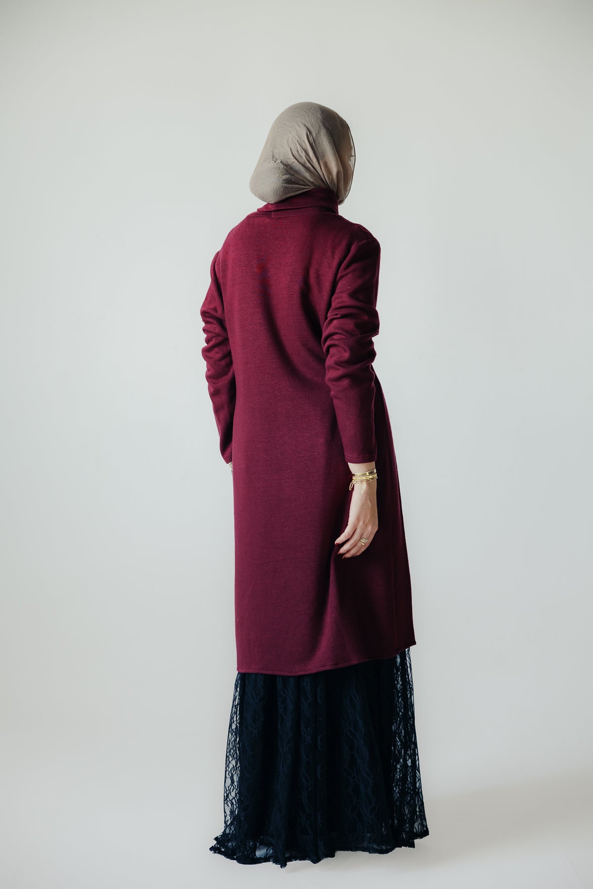 Aura Open-Hem Knit top in Burgundy