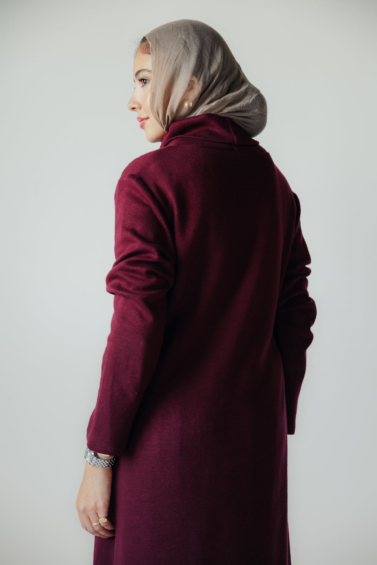 Aura Open-Hem Knit top in Burgundy