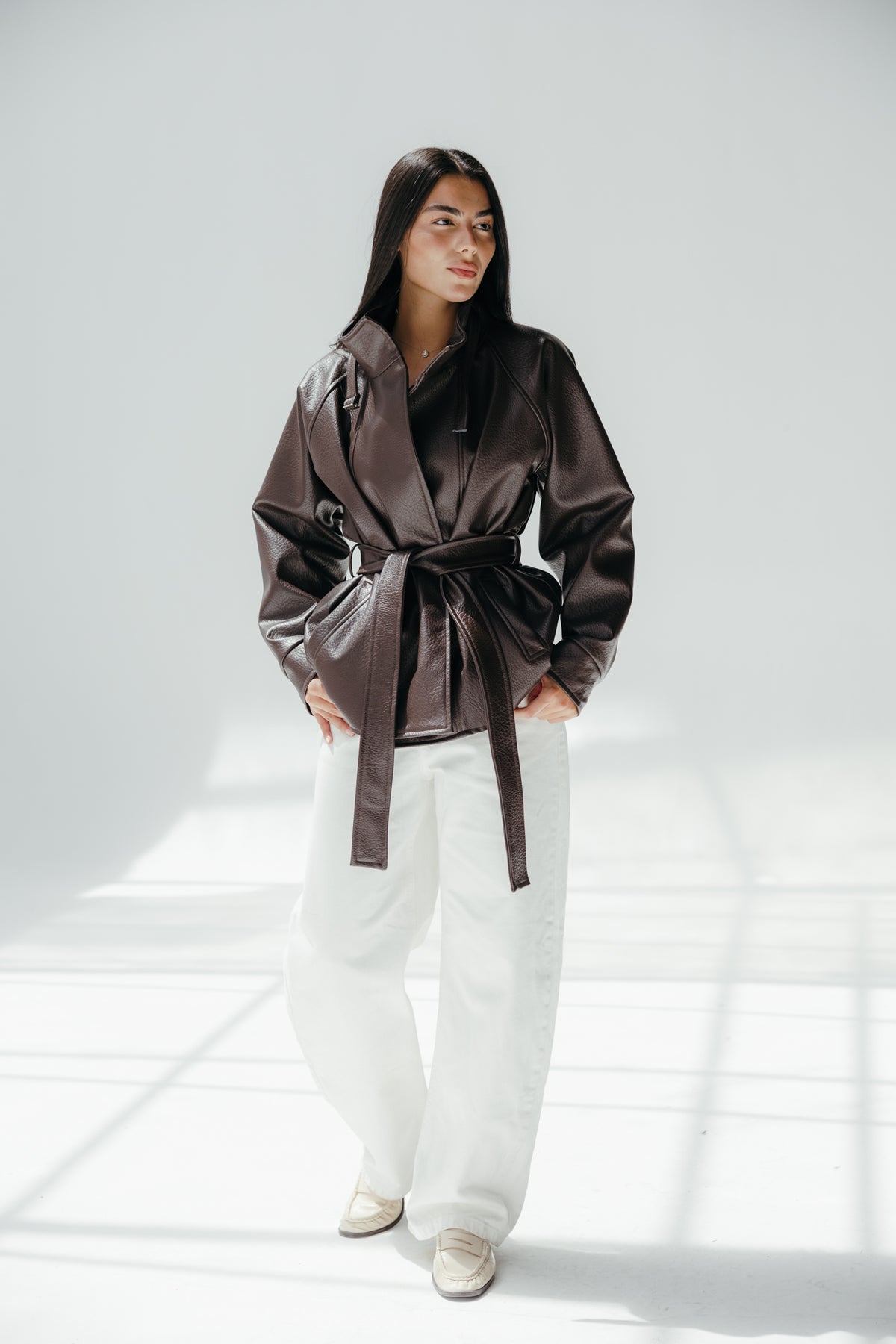 Leather Edge Jacket in Brown