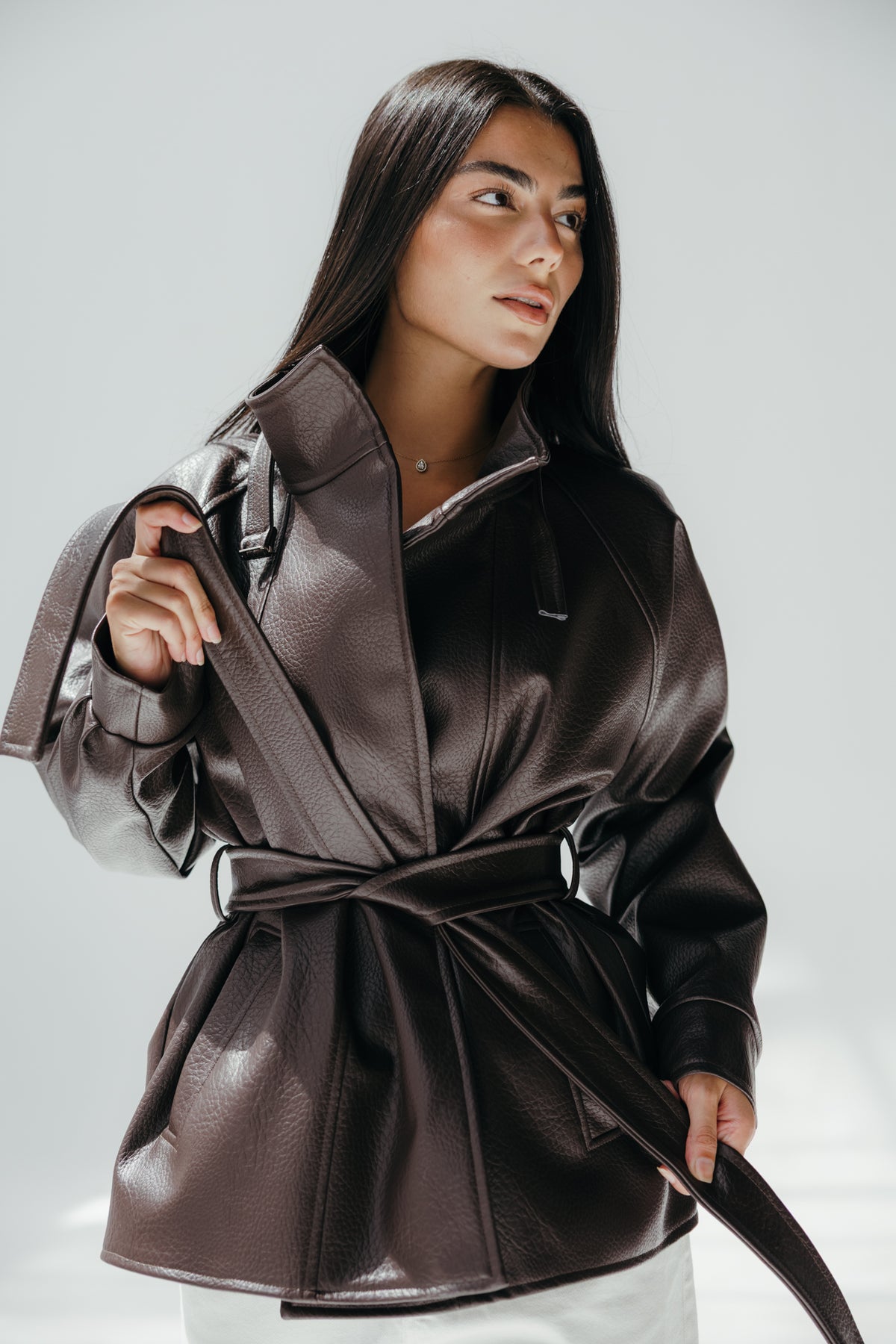 Leather Edge Jacket in Brown