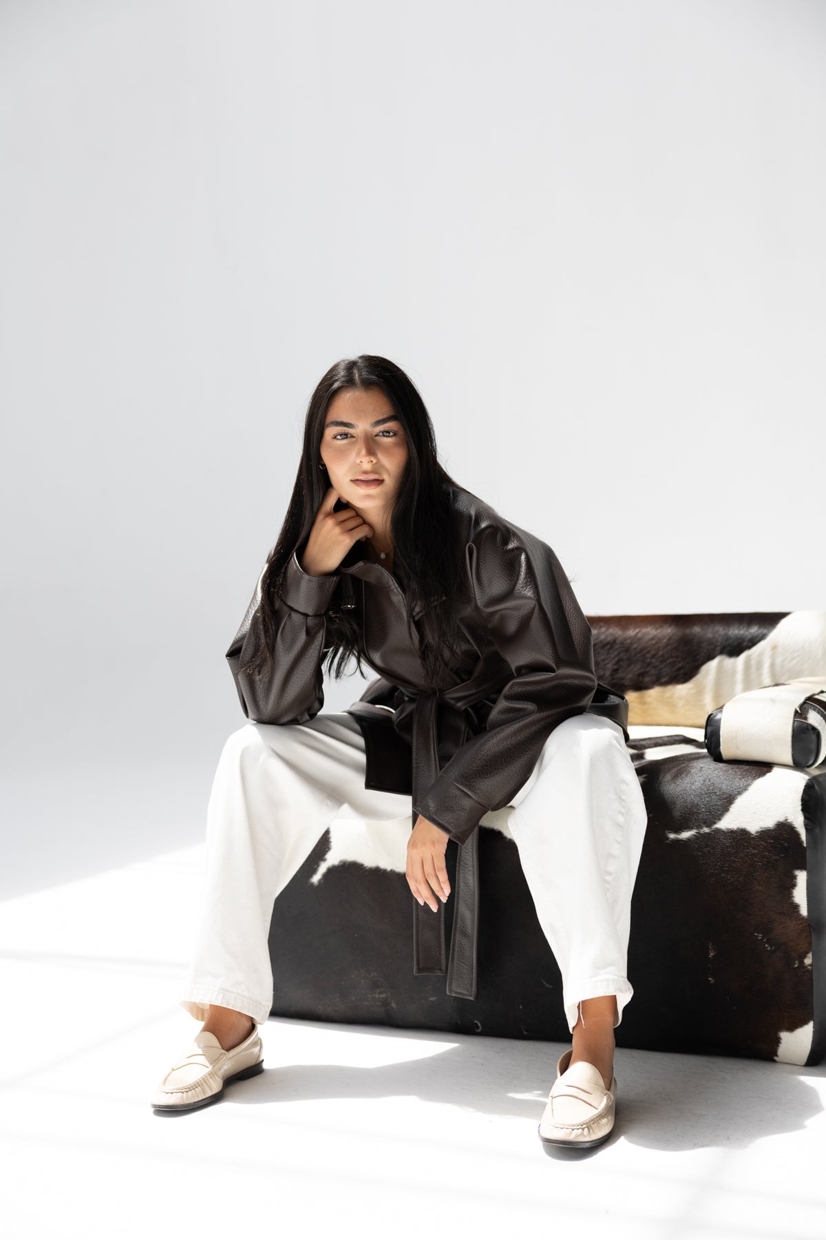 Leather Edge Jacket in Brown
