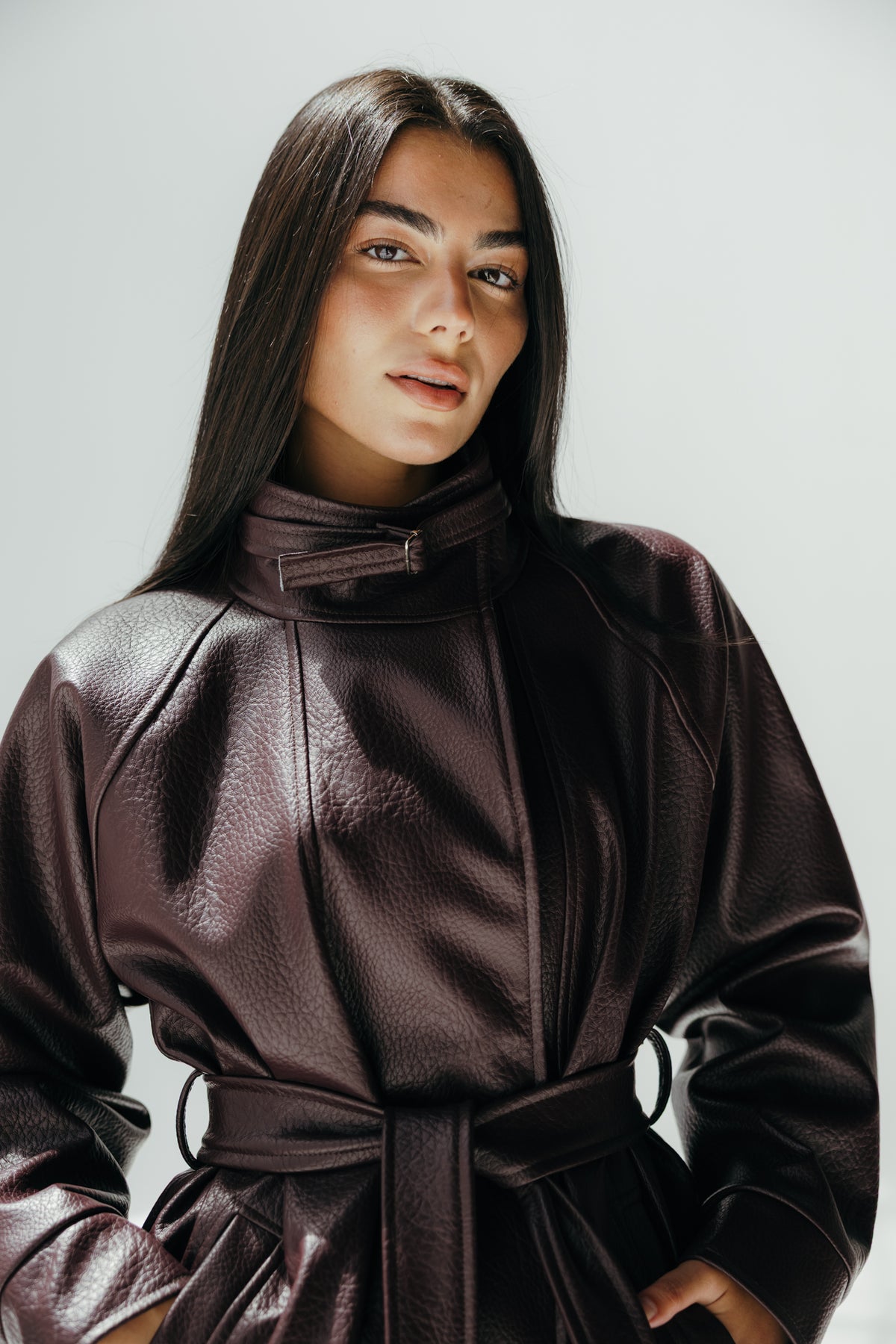 Leather Edge Jacket in Burgundy