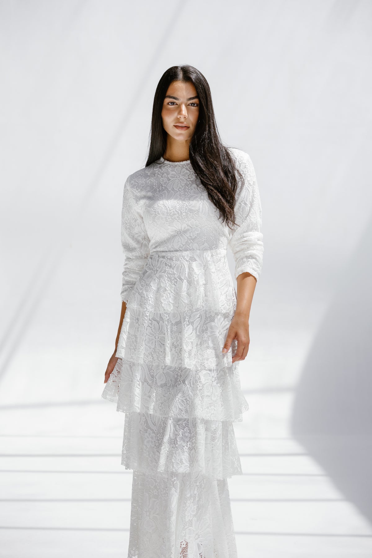 Ly ly lace dress in White fully lined