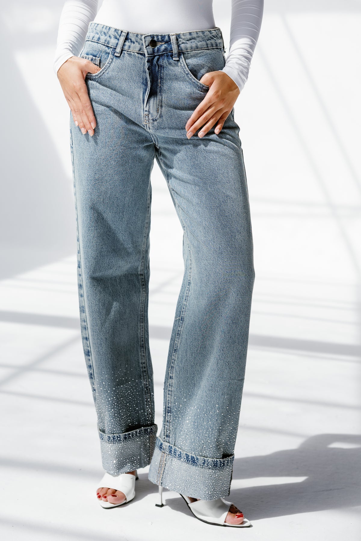 Skyline denim pants With sparkles**