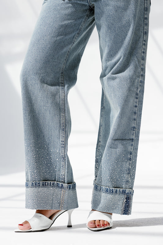 Skyline denim pants With sparkles**