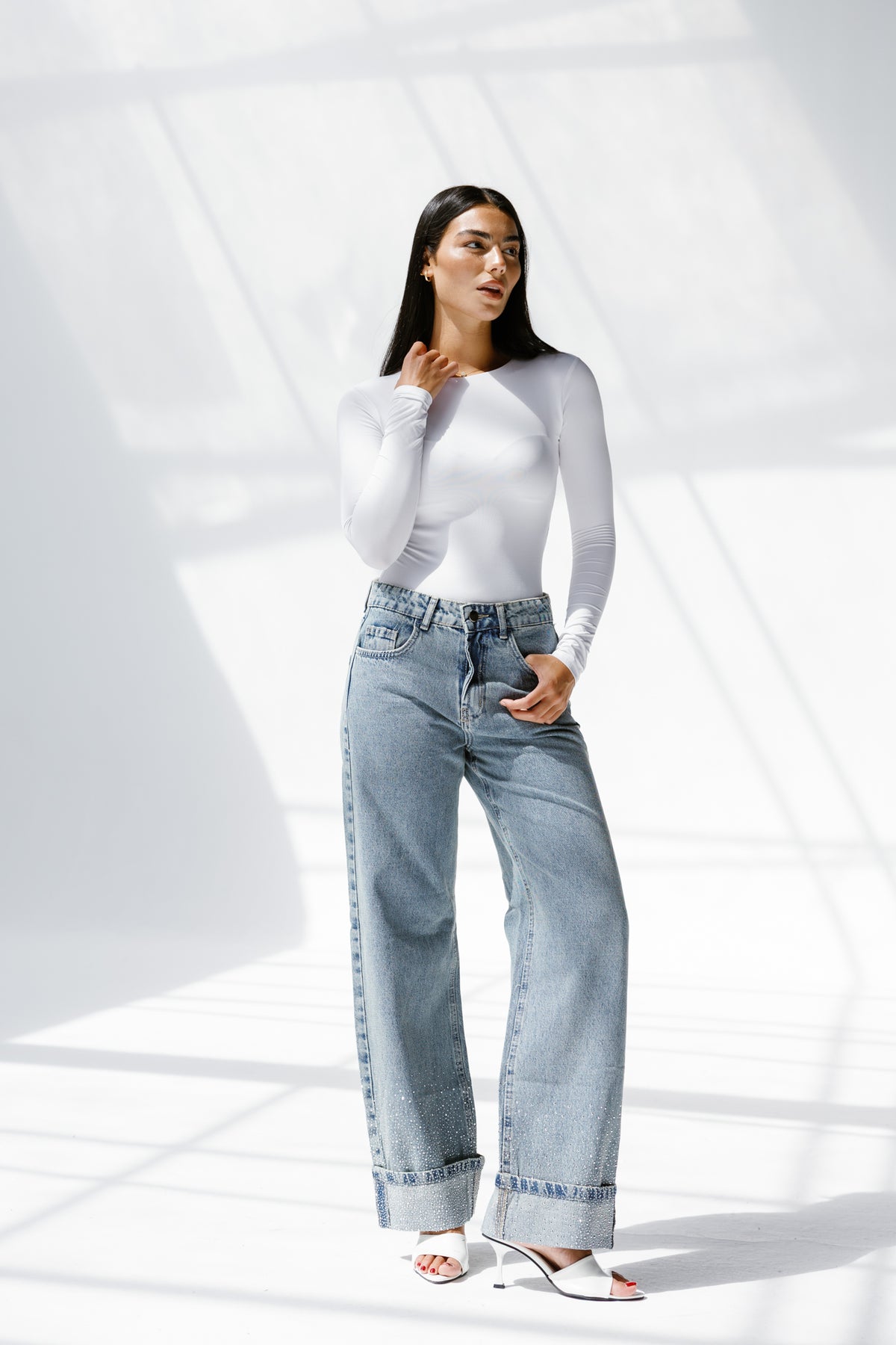 Skyline denim pants With sparkles**